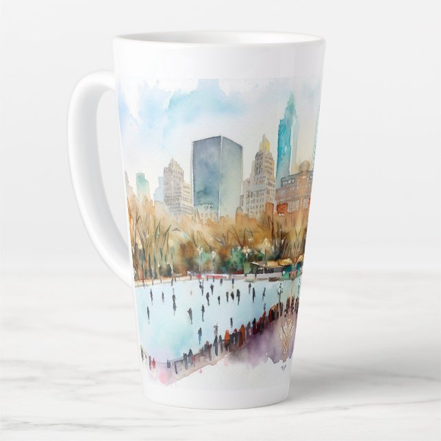Taza De Café Latte Parque Central de Hielo Nueva York (Ángulo izquierdo)