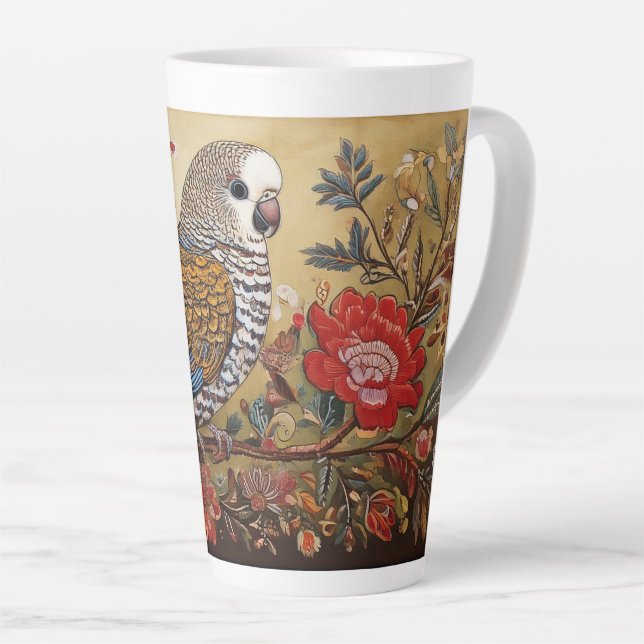 Taza De Café Latte Parque de arte popular con flores (Ángulo derecho)