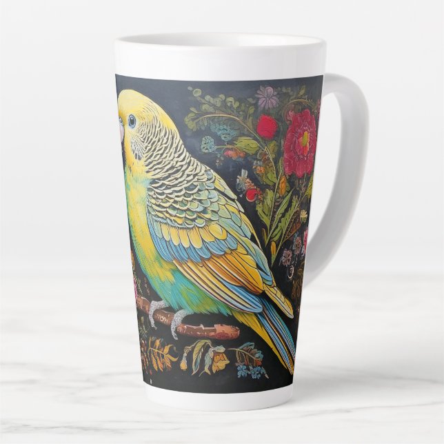 Taza De Café Latte Parque de arte popular con flores (Ángulo derecho)