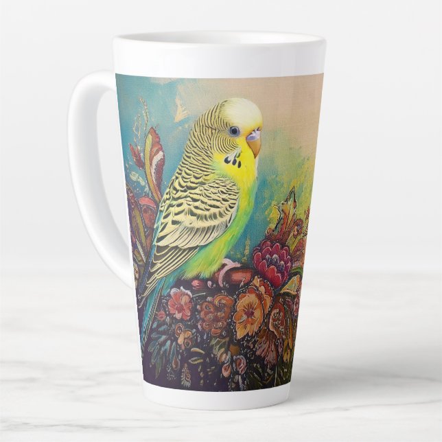 Taza De Café Latte Parque verde con flores (Ángulo izquierdo)