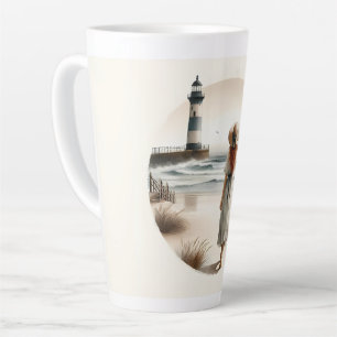 Taza De Café Latte Paseo por el faro marítimo