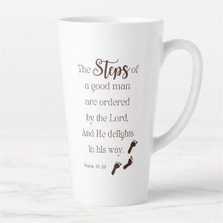 Taza De Café Latte Pasos de un buen hombre - Salmo 37:23 Verso de la