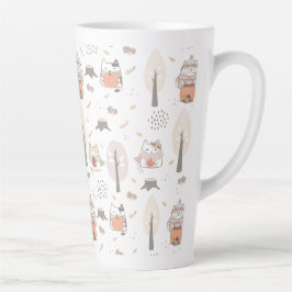 Taza De Café Latte Pastel Autumn Cute Cats