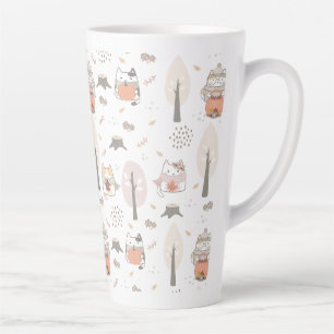 Taza De Café Latte Pastel Autumn Cute Cats