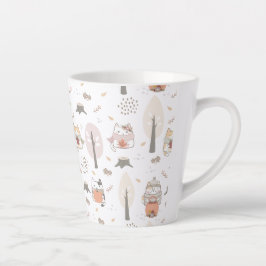 Taza De Café Latte Pastel Autumn Cute Cats