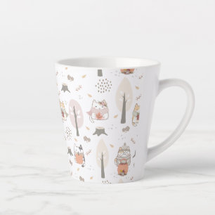 Taza De Café Latte Pastel Autumn Cute Cats