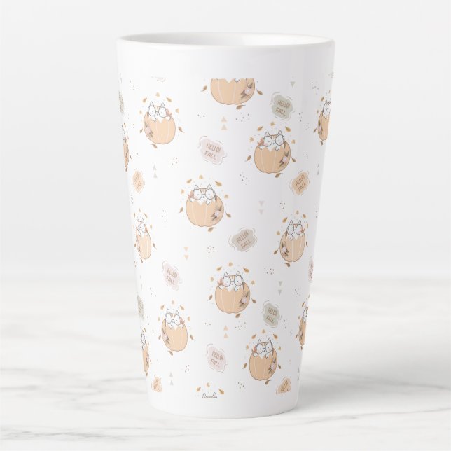 Taza De Café Latte Pastel Autumn Cute Cats (Anverso)