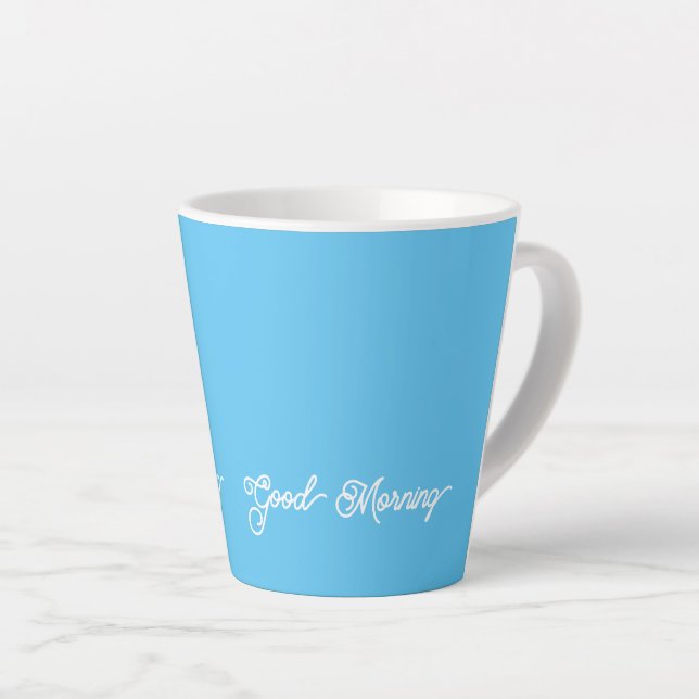 Taza De Café Latte Pastel Blue Good Morning (Ángulo derecho)