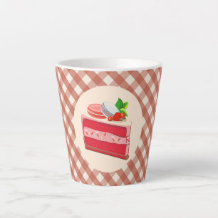 Taza De Café Latte pastel de terciopelo rojo con queso crema de fresa