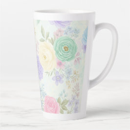 Taza De Café Latte Pastel Floral Design Latte Mug