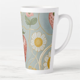 Taza De Café Latte Pastel Floral y Berry Delight