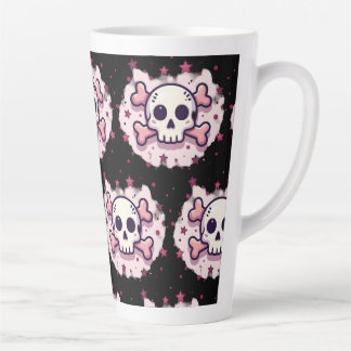Taza De Café Latte Pastel Pink Skull and Crossbones