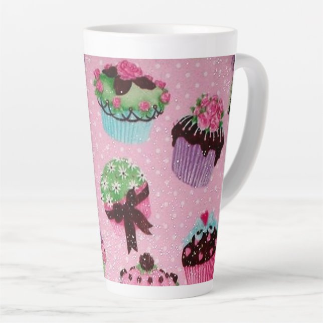 Taza De Café Latte Pastel rosa fino (Ángulo derecho)