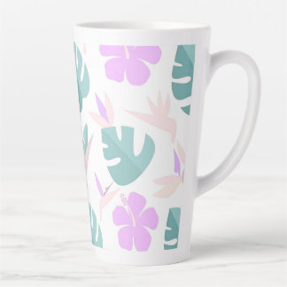 Taza De Café Latte Pastel Tropical Floral Pattern