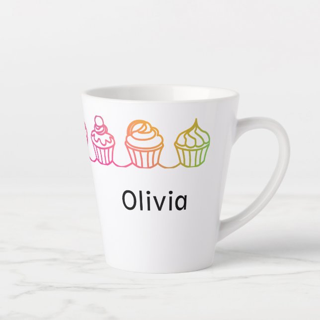 Taza De Café Latte Pasteles de arcoiris Personalizados Latte Mug (Derecha)
