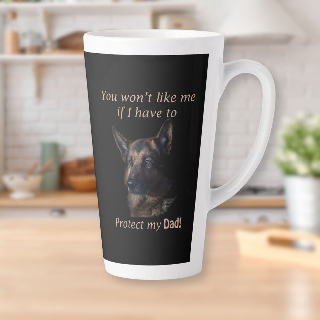 Taza De Café Latte Pastor Alemán Proteja A Mi Papá Gigante Café Mug (German Shepherd Protect My Dad Giant Coffee Mug)