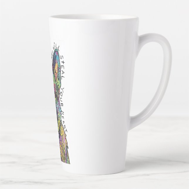 Taza De Café Latte Pastor Alemán Psicodélico del Corazón (Derecha)