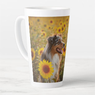 Taza De Café Latte Pastor y girasoles australianos