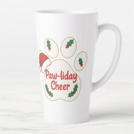 Taza De Café Latte Pata de mascota navideña adorable