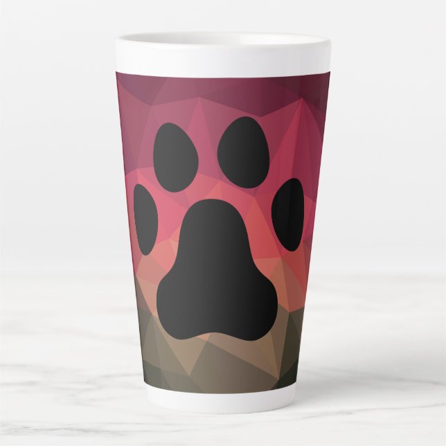 Taza De Café Latte Pata de perro, huella animal, pie de gato (Anverso)