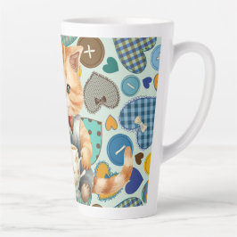 Taza De Café Latte Patchwork Kitty