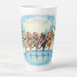Taza De Café Latte Patinadores de gatos de Navidad, taza de latte