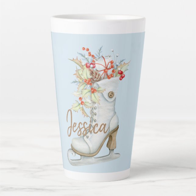 Taza De Café Latte Patinaje anticuado sobre hielo personalizado (Anverso)