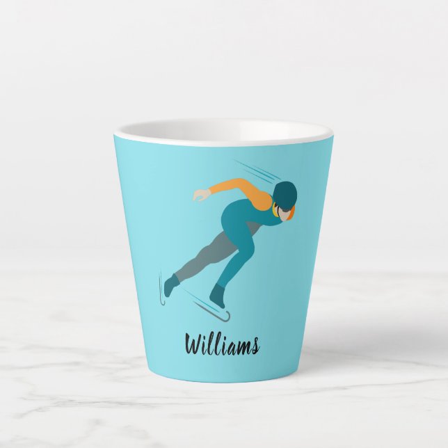 Taza De Café Latte Patinaje de velocidad (Anverso)