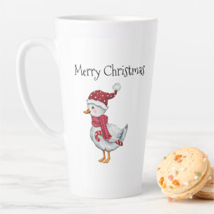 Taza De Café Latte Pato festivo con sombrero de Santa