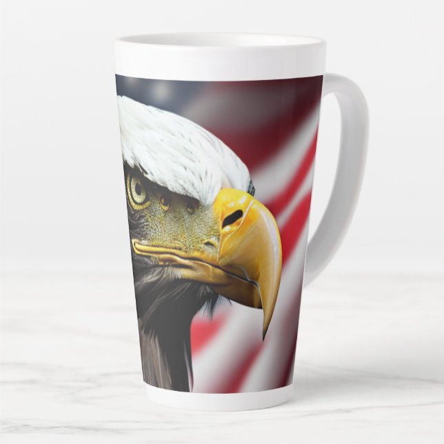 Taza De Café Latte Patriótico/Águila/Estadounidense/USA (Ángulo derecho)