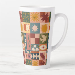 Taza De Café Latte Patrocinio celeste bohemio con símbolos místicos