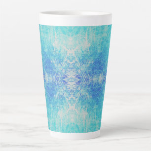 Taza De Café Latte Patrón abstracto de cristal de hielo turquesa
