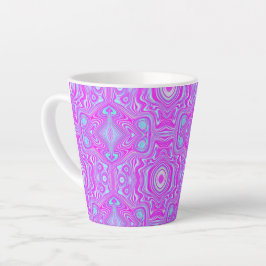 Taza De Café Latte Patrón abstracto rosa caliente y azul aqua alucina
