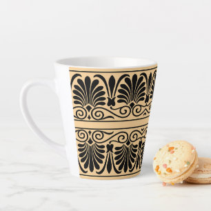 Taza De Café Latte Patrón Árabe Griego Mediterráneo Marrón