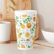 Patrón Botánico Floral de Cítrico Naranja Verano