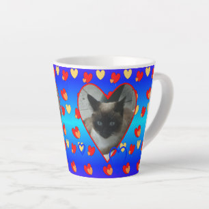 Taza De Café Latte Patrón cardíaco lindo gato en el corazón latte 