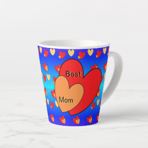 Taza De Café Latte Patrón cardíaco Mejor mamá Latte Mug