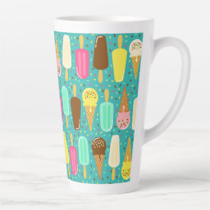 Taza De Café Latte Patrón Colorido de Helado de Verano