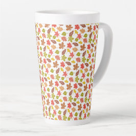 Taza De Café Latte Patrón Colorido de Hojas de Otoño