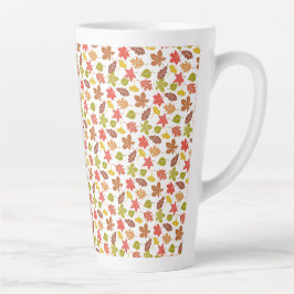 Taza De Café Latte Patrón Colorido de Hojas de Otoño
