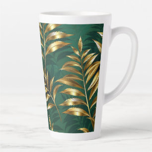 Taza De Café Latte Patrón continuo con helechos dorados