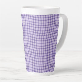 Taza De Café Latte Patrón continuo de cuadros escoceses púrpura