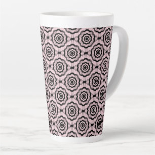 Taza De Café Latte Patrón continuo de flor negra rosa