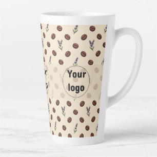 Taza De Café Latte Patrón continuo de granos de café vintage y lavand