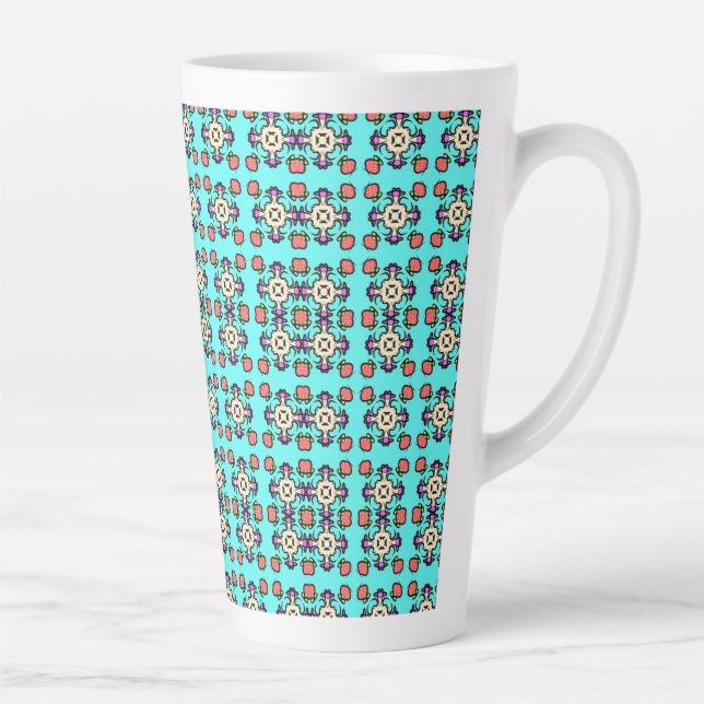 Taza De Café Latte Patrón continuo de mandala floral (Derecha)