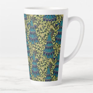 Taza De Café Latte Patrón continuo de pavo real Art Nouveau Vintage