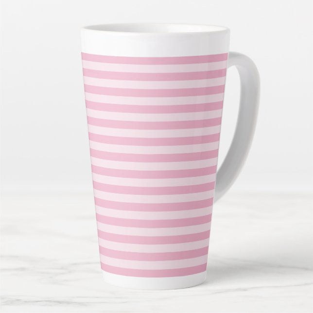 Taza De Café Latte Patrón continuo de rayas rosadas (Ángulo derecho)