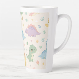 Taza De Café Latte Patrón continuo pastel de dinosaurio bebé lindo pa