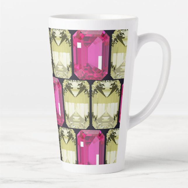 Taza De Café Latte patrón cuadrado de gemas (Derecha)