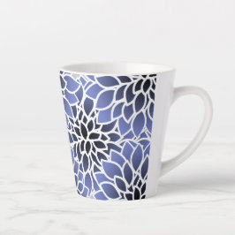 Taza De Café Latte Patrón Dahlia Azul